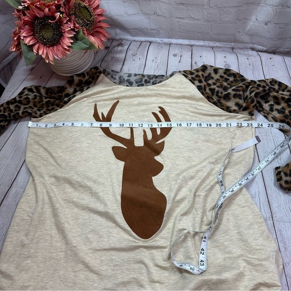 NWT Boutique leopard Animal print reindeer buck deer tunic cowl neck plus sz - Picture 9 of 11